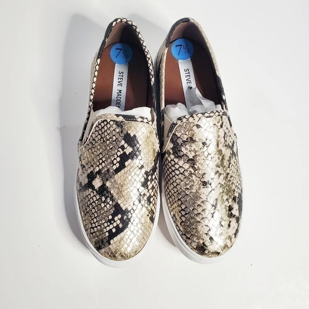 STEVE Madden Safary Snakeskin Slip On Sneakers - Picture 3 of 8
